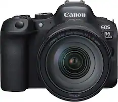 Front. Canon - EOS R6 Mark II Mirrorless Camera with RF 24-105mm f/4L IS USM Lens - Black.