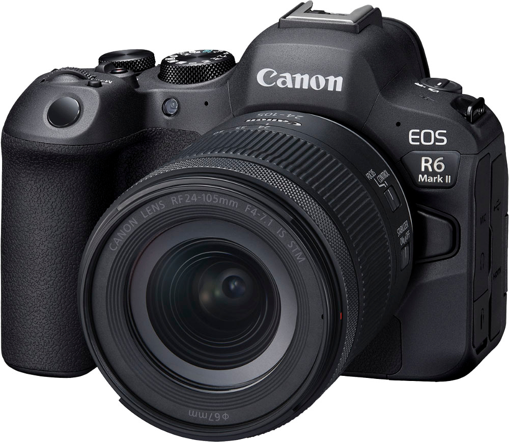 Angle View: Canon - EOS R6 Mark II Mirrorless Camera with RF 24-105mm  f/4-7.1 IS STM Lens - Black
