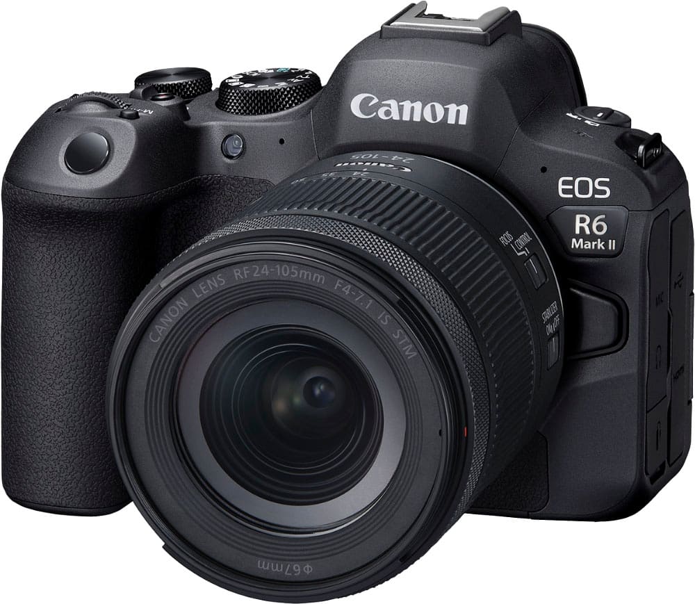 Angle. Canon - EOS R6 Mark II Mirrorless Camera with RF 24-105mm f/4-7.1 IS STM Lens - Black.