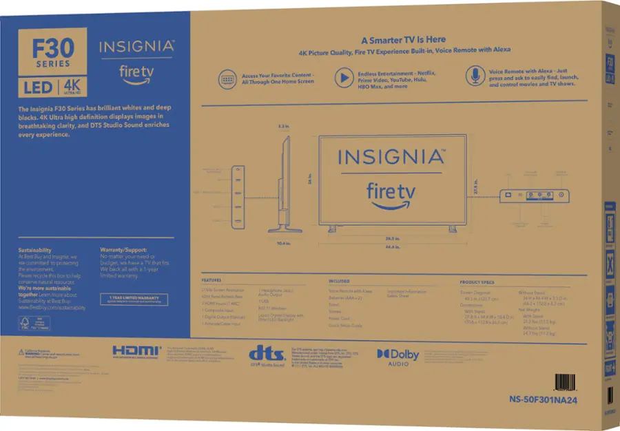 Alt View 17. Insignia™ - 50" Class F30 Series LED 4K UHD Smart Fire TV - Black.