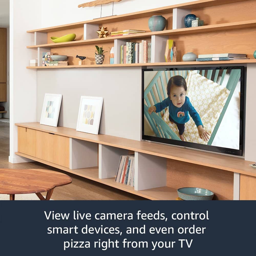 View live camera feeds, control smart devices, and even order pizza right from your TV.