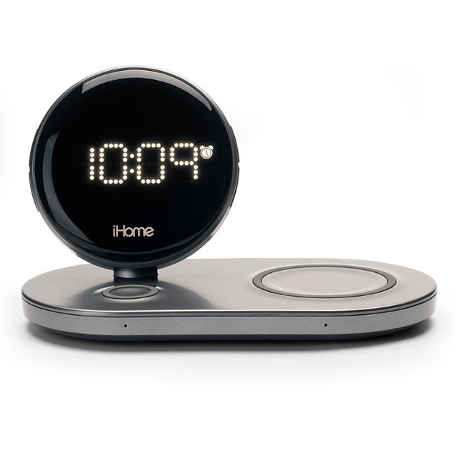 iHome - Dual Qi Wireless Fast Charging, Airpod Charging, Apple Watch Charging, and USB Charging Alarm Clock - Multi_0
