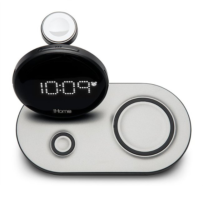 iHome - Dual Qi Wireless Fast Charging, Airpod Charging, Apple Watch Charging, and USB Charging Alarm Clock - Multi_2