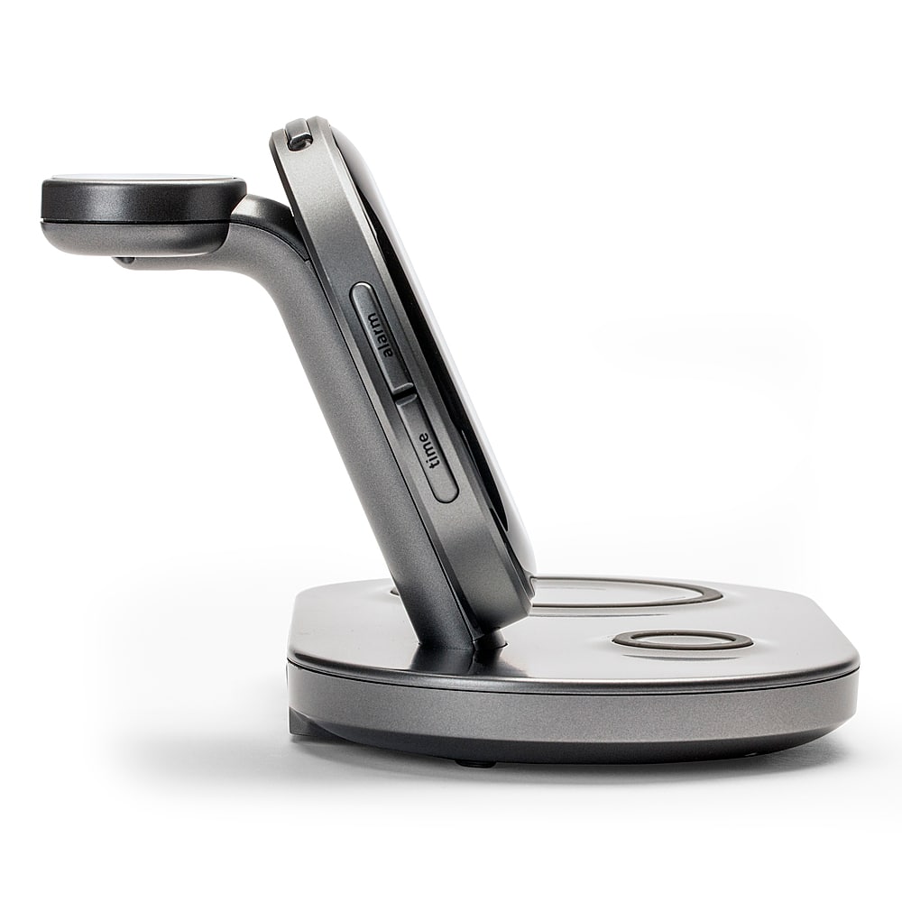 Alt View 11. iHome - Dual Qi Wireless Fast Charging, Airpod Charging, Apple Watch Charging, and USB Charging Alarm Clock - Multi.