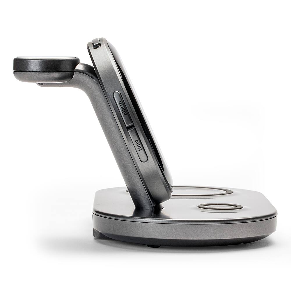 Alt View 11. iHome - Dual Qi Wireless Fast Charging, Airpod Charging, Apple Watch Charging, and USB Charging Alarm Clock - Multi.