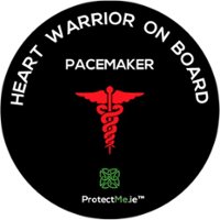 Protect Me - Car Window Decal Heart Warrior on board (Pacemaker) - Black - Front_Zoom