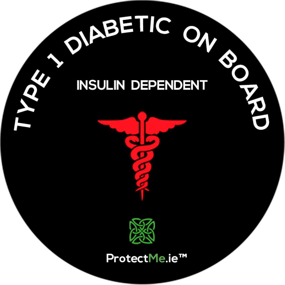 Protect Me Car Window Decal Type 1 Diabetic On Board Black PM2217 