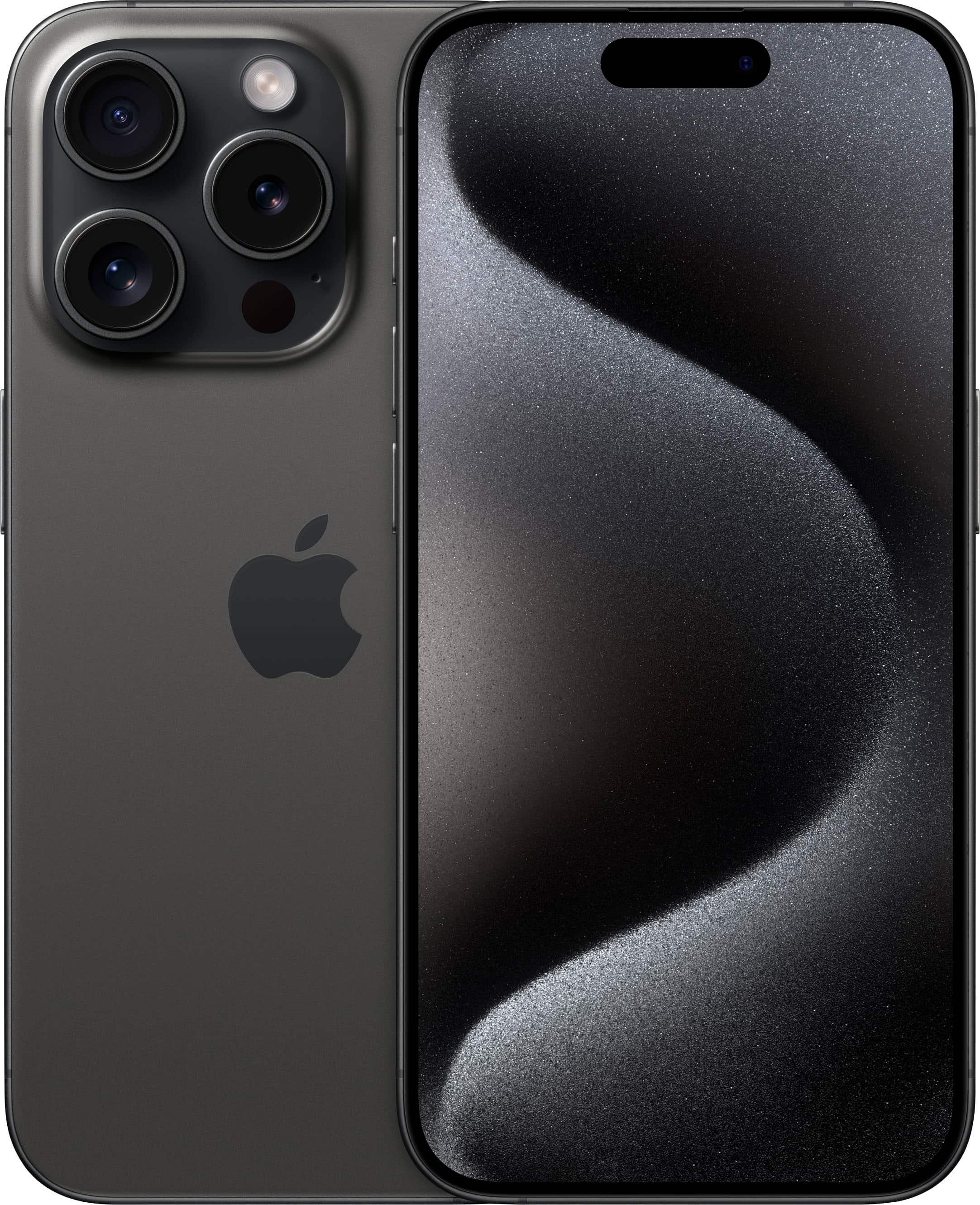 Front. Apple - iPhone 15 Pro 128GB - Black Titanium.