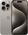 Front. Apple - Geek Squad Certified Refurbished iPhone 15 Pro 256GB - Apple Intelligence - Natural Titanium.