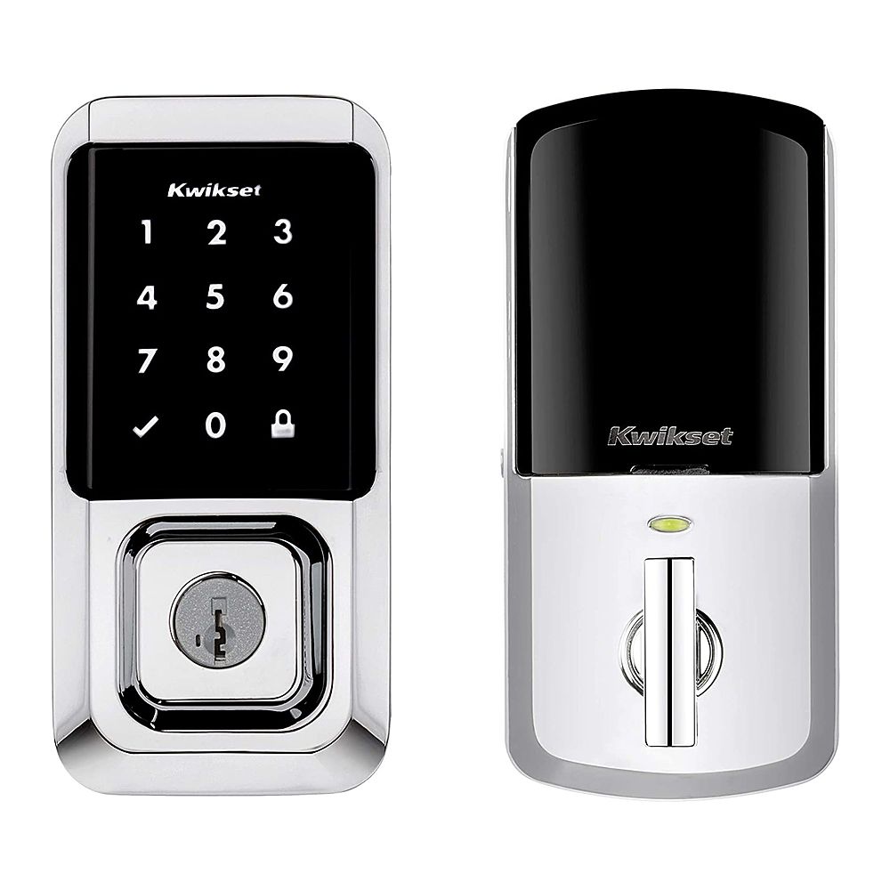 Photo 1 of Kwikset Halo Fingerprint Wi-Fi Smart Door Lock, Keyless Touch Entry Electronic Contemporary Deadbolt, No Hub Required App Remote Control, With SmartKey Re-Key Security, Matte Black Matte Black Contemporary