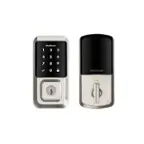 Front. Kwikset - Halo Smart Lock Wi-Fi Replacement Deadbolt with App/Touchscreen/Key Access - Satin Nickel.