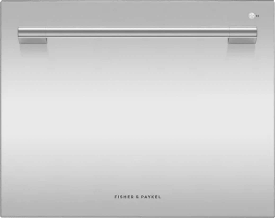 Front. Fisher & Paykel - Series 11 Single 24 in Smart Top Control, built-in Tall, DishDrawer Dishwasher with Sanitize Options - Silver.