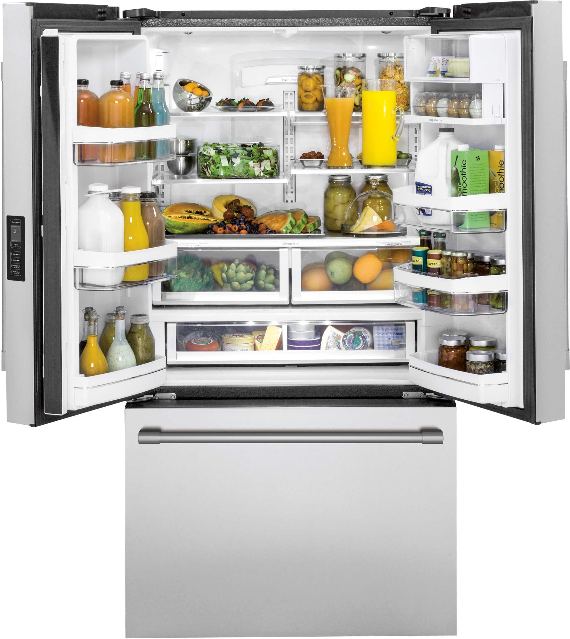 Alt View 1. Monogram - 23.1 Cu. Ft. French Door Counter-Depth Refrigerator - Stainless Steel.