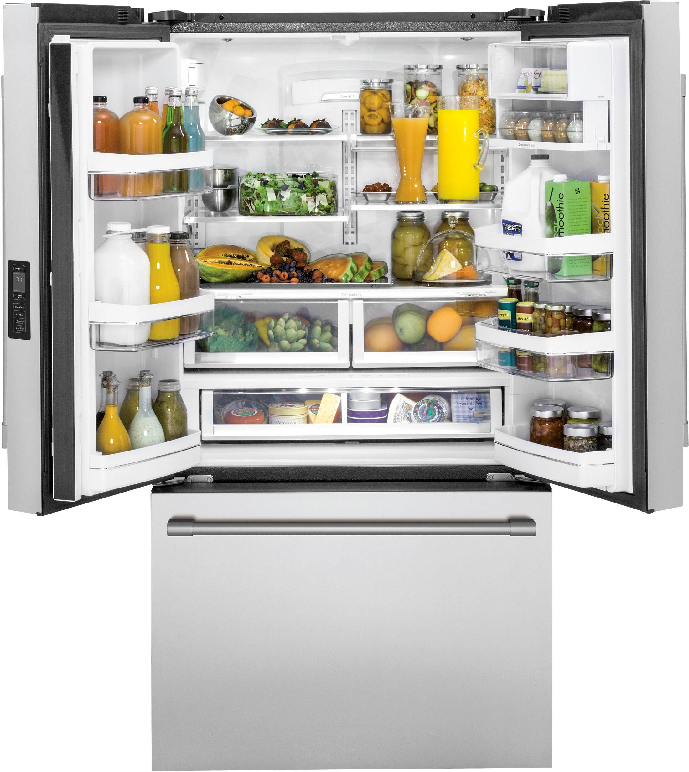 Alt View 1. Monogram - 23.1 Cu. Ft. French Door Counter-Depth Refrigerator - Stainless Steel.