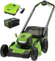 Front. Greenworks - 80 Volt 21-Inch Self-Propelled Lawn Mower (1 x 4.0Ah Battery and 1 x Charger) - Green.