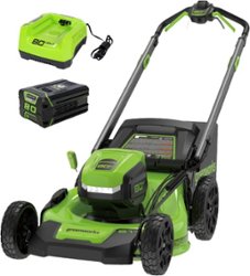 Greenworks - 80 Volt 21-Inch Self-Propelled Lawn Mower (1 x 4.0Ah Battery and 1 x Charger) - Green - Front_Zoom