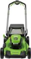 Left. Greenworks - 80 Volt 21-Inch Self-Propelled Lawn Mower (1 x 4.0Ah Battery and 1 x Charger) - Green.