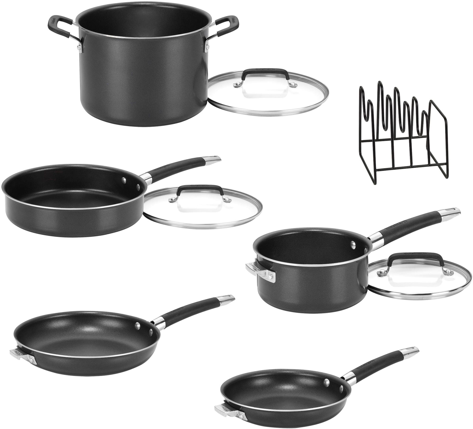 Zoom in on Alt View Zoom 11. Cuisinart - SmartNest Nonstick Aluminum 9-Piece Set - Black.