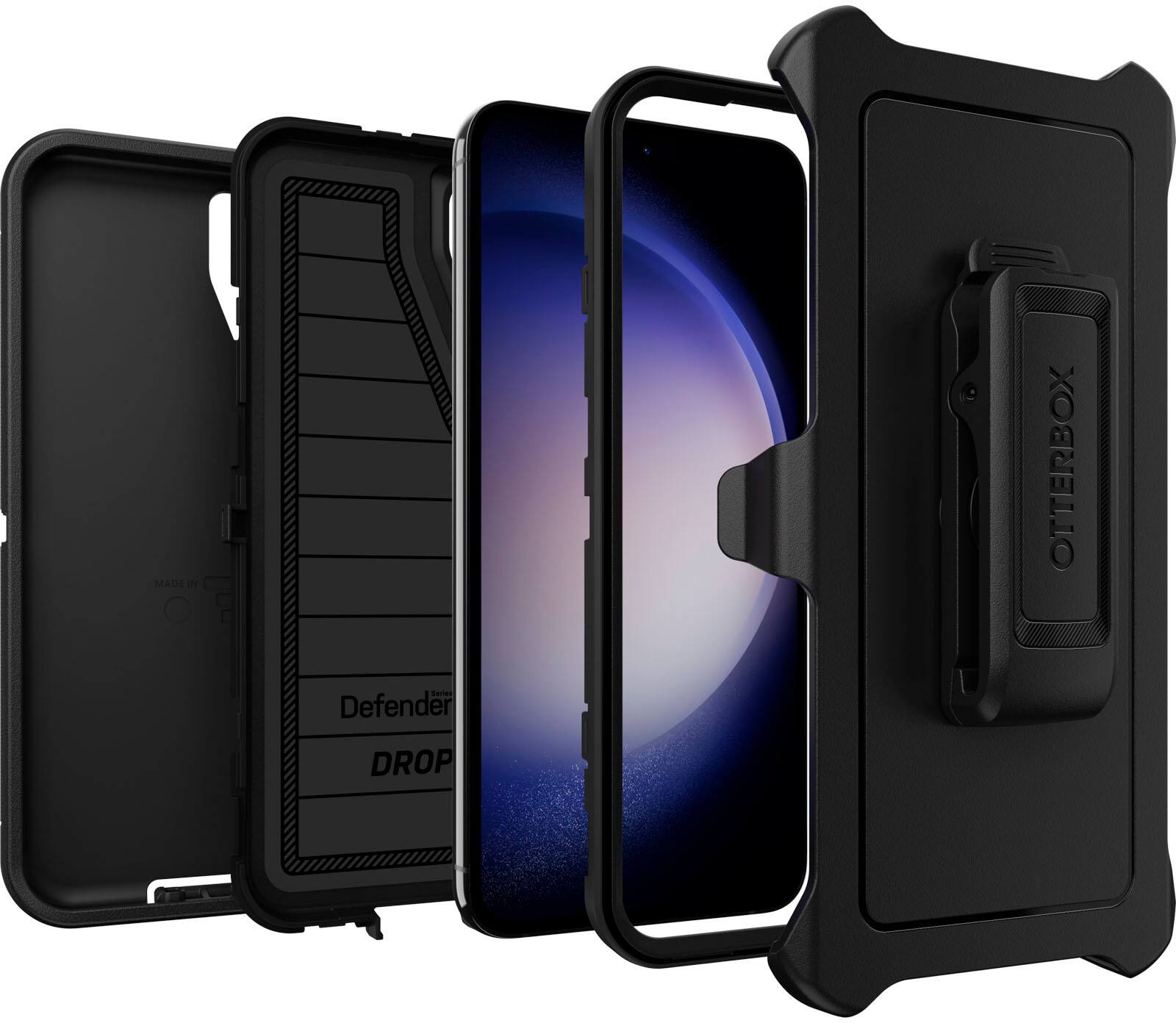 Angle. OtterBox - Defender Series Pro Hard Shell for Samsung Galaxy S23+ - Black.