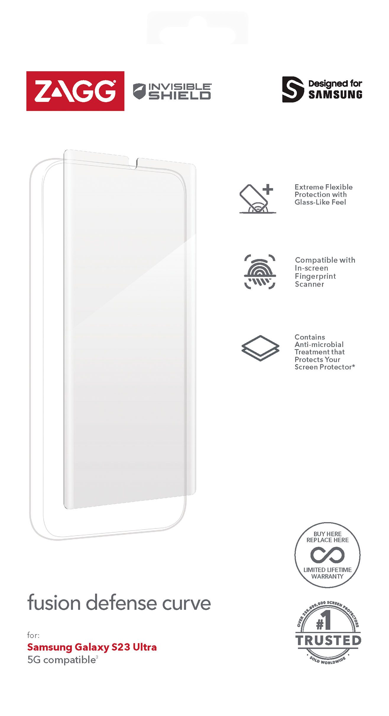InvisibleShield Flex XTR2 Eco Curve for Samsung Galaxy S23 Ultra