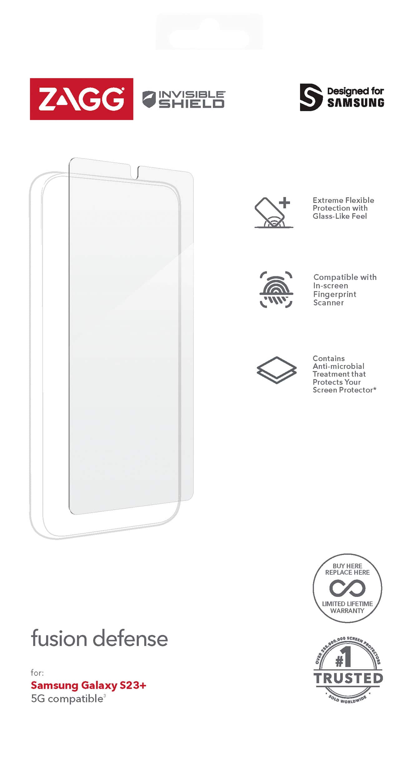 Left. ZAGG - InvisibleShield Fusion Defense Flexible Hybrid Screen Protector for Samsung Galaxy S23+ - Clear.