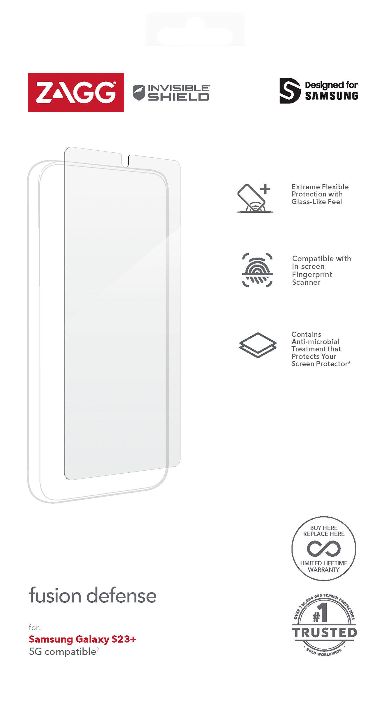 Left. ZAGG - InvisibleShield Fusion Defense Flexible Hybrid Screen Protector for Samsung Galaxy S23+ - Clear.
