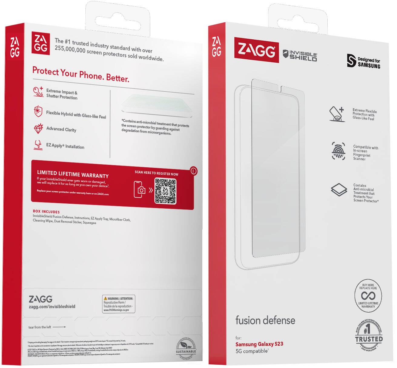 Alt View 12. ZAGG - InvisibleShield Fusion Defense Flexible Hybrid Screen Protector for Samsung Galaxy S23 - Clear.