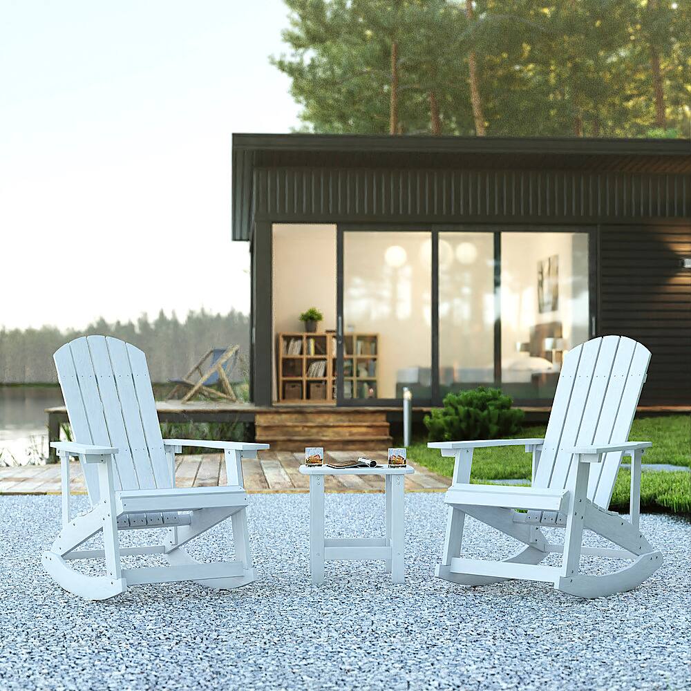 Alt View 12. Alamont Home - Savannah Outdoor Rectangle Cottage Resin 3 Piece Patio Set - White.