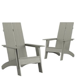 Flash Furniture - Sawyer Set of 2 Modern Dual Slat Back Indoor/Outdoor Adirondack Style Chairs - Gray - Front_Zoom