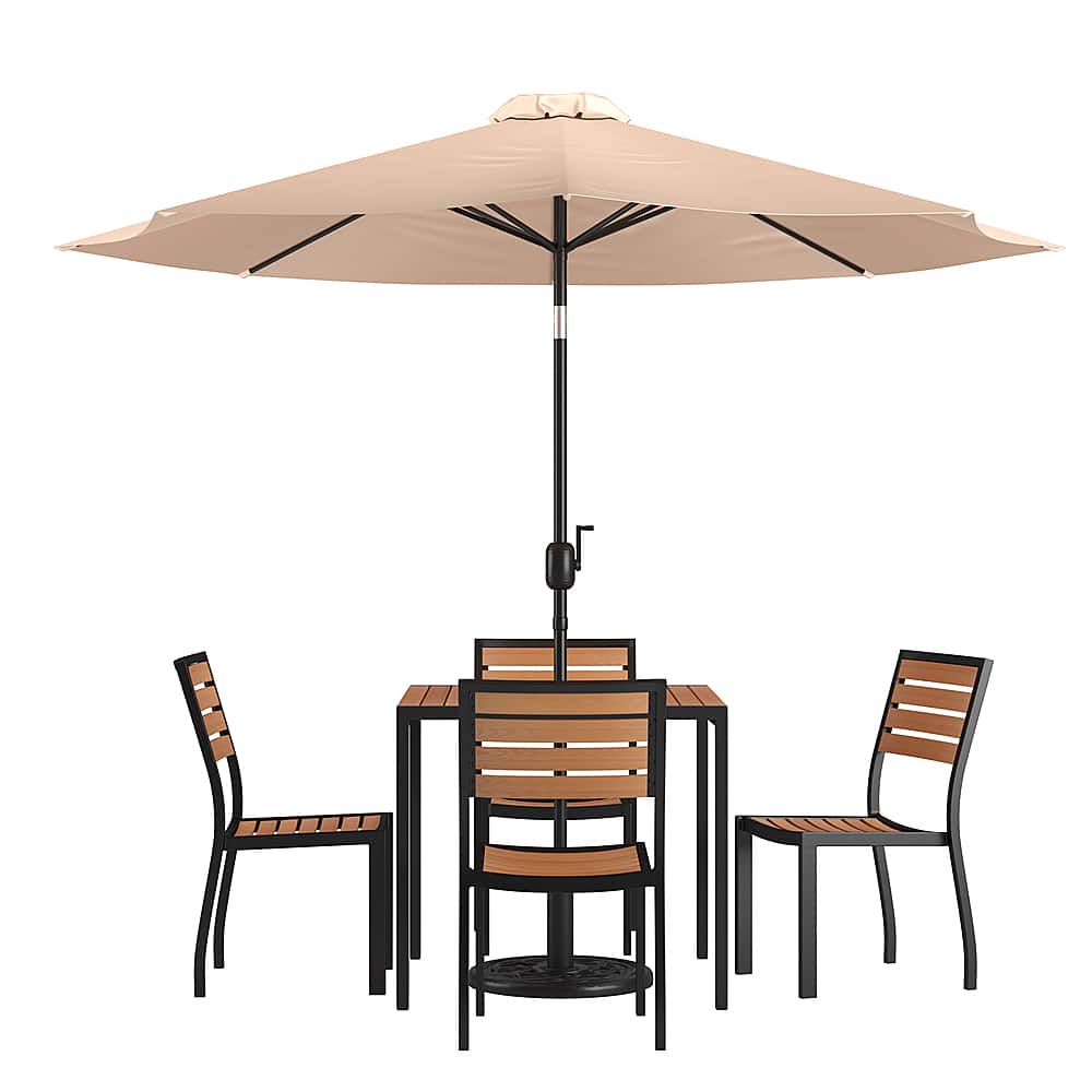 Alamont Home - Lark Outdoor Square Modern 7 Piece Patio Set - Tan - Front_Zoom