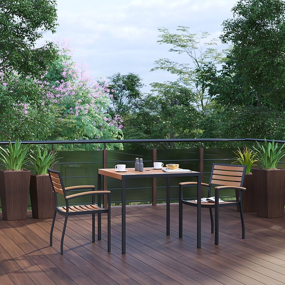 Alt View 11. Alamont Home - Lark Outdoor Square Modern  3 Piece Patio Set - Teak.