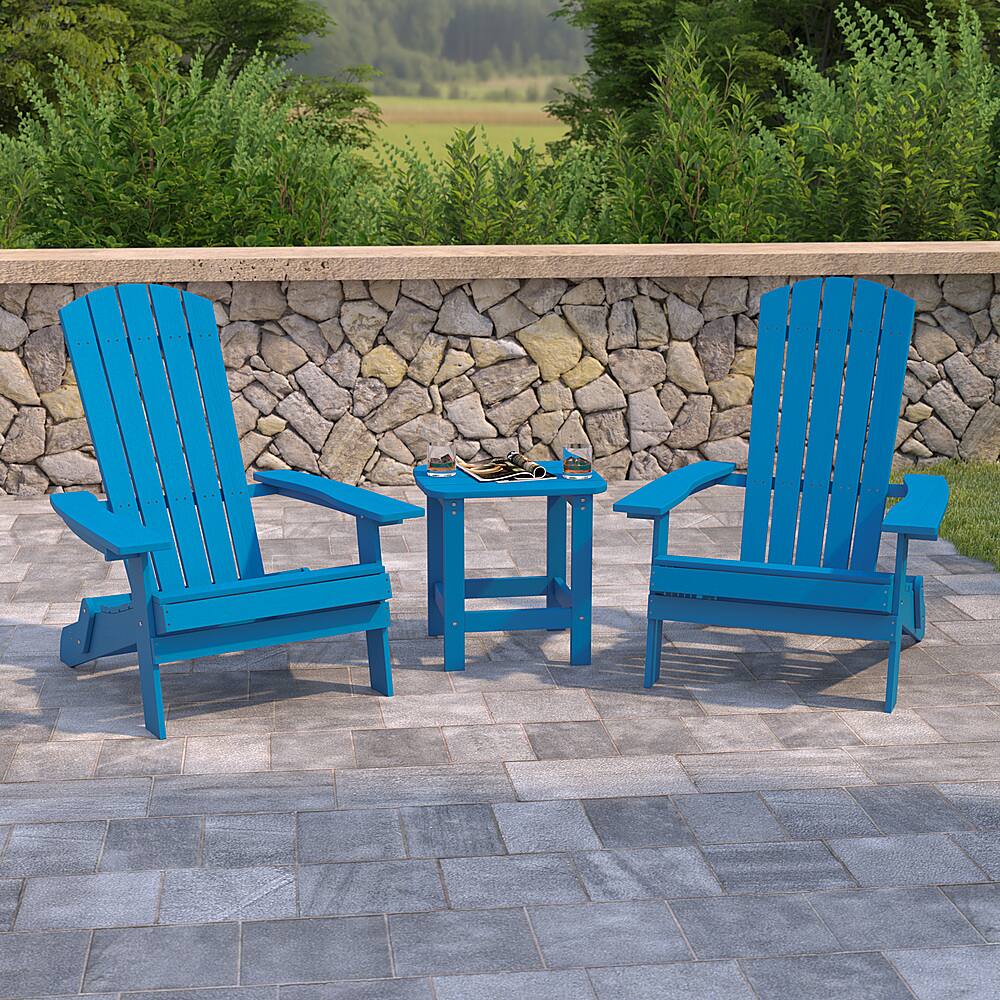 Alt View 11. Alamont Home - Charlestown Outdoor Rectangle Cottage Resin 3 Piece Patio Set - Blue.