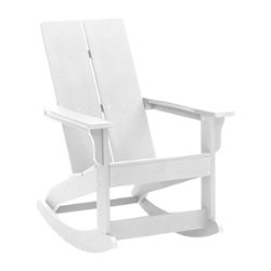 Flash Furniture - Finn Modern 2-Slat Adirondack Poly Resin Rocking Chair for Indoor/Outdoor Use - White - Front_Zoom