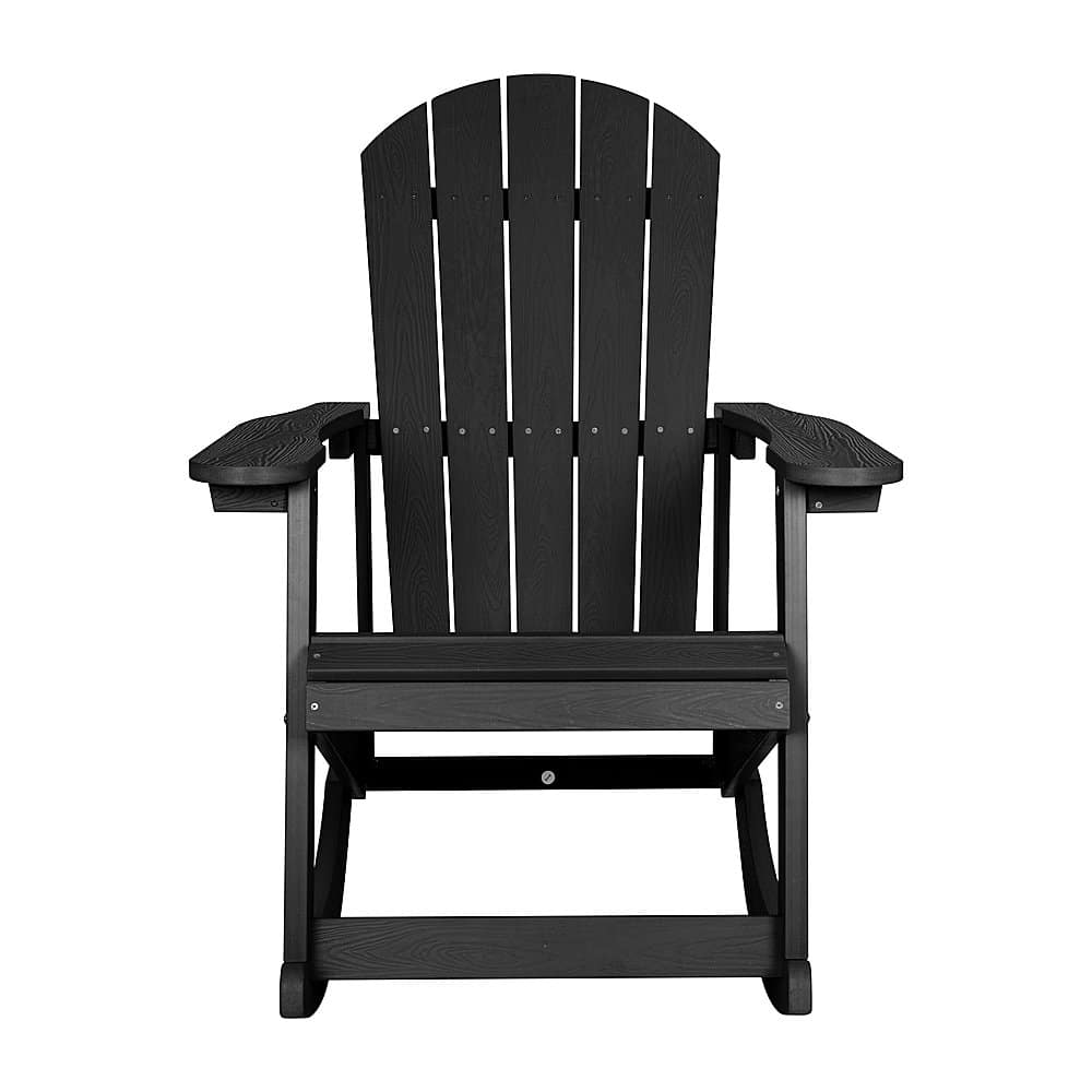 Flash Furniture – Savannah Adirondack Style Poly Resin Wood Rocking Chair for Indoor/Outdoor Use – Gray – Black Sansujyuku sansujyuku.com