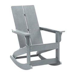 Flash Furniture - Finn Modern 2-Slat Adirondack Poly Resin Rocking Chair for Indoor/Outdoor Use - Gray - Front_Zoom