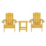 Alamont Home - Charlestown Indoor/Outdoor Adirondack Style Side Table and 2 Chair Set - Yellow