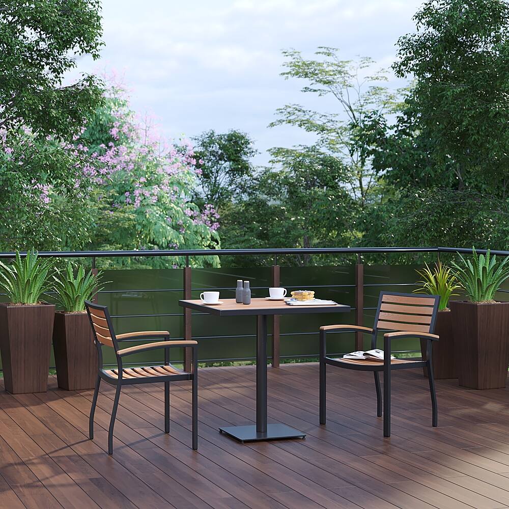 Alt View 11. Alamont Home - Lark Outdoor Square Modern  3 Piece Patio Set - Teak.