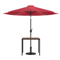 Flash Furniture - Lark Outdoor Square Modern  3 Piece Patio Set - Red - Front_Zoom