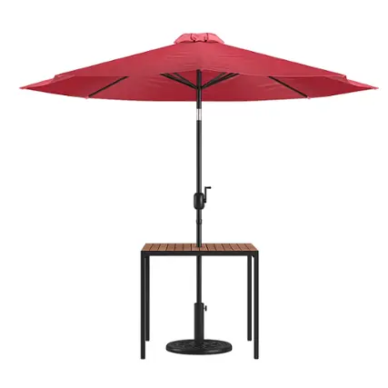 Front. Alamont Home - Lark Outdoor Square Modern  3 Piece Patio Set - Red.