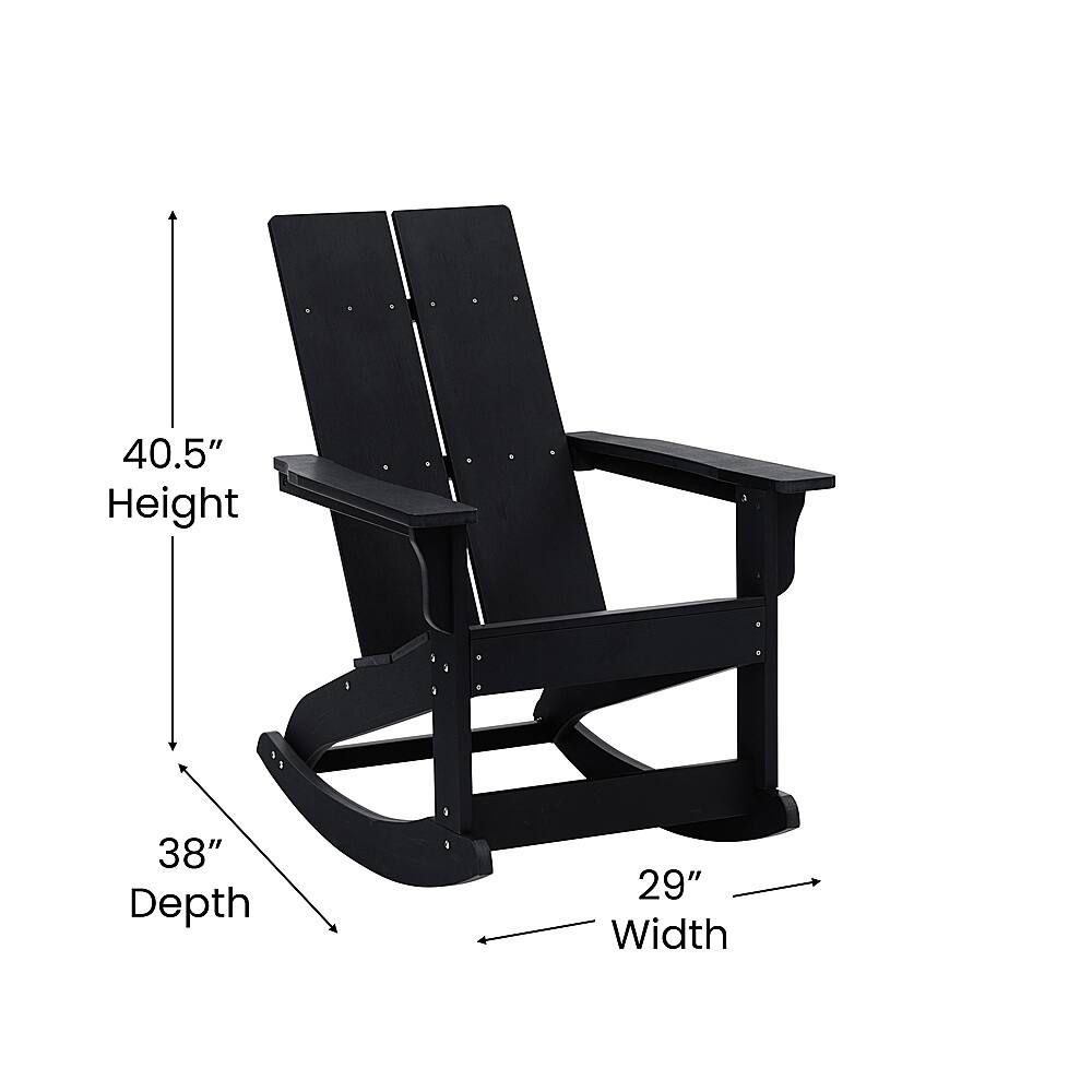 Alt View 13. Alamont Home - Finn 4 Black Modern Dual Slat Poly Resin Adirondack Rocking Chairs with 1 Side Table - Black.