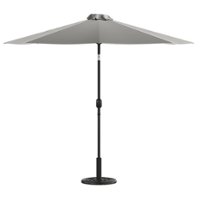 Flash Furniture - Bundled Set - Gray 9 FT Round Umbrella & Universal Black Cement Waterproof Base - Gray - Front_Zoom