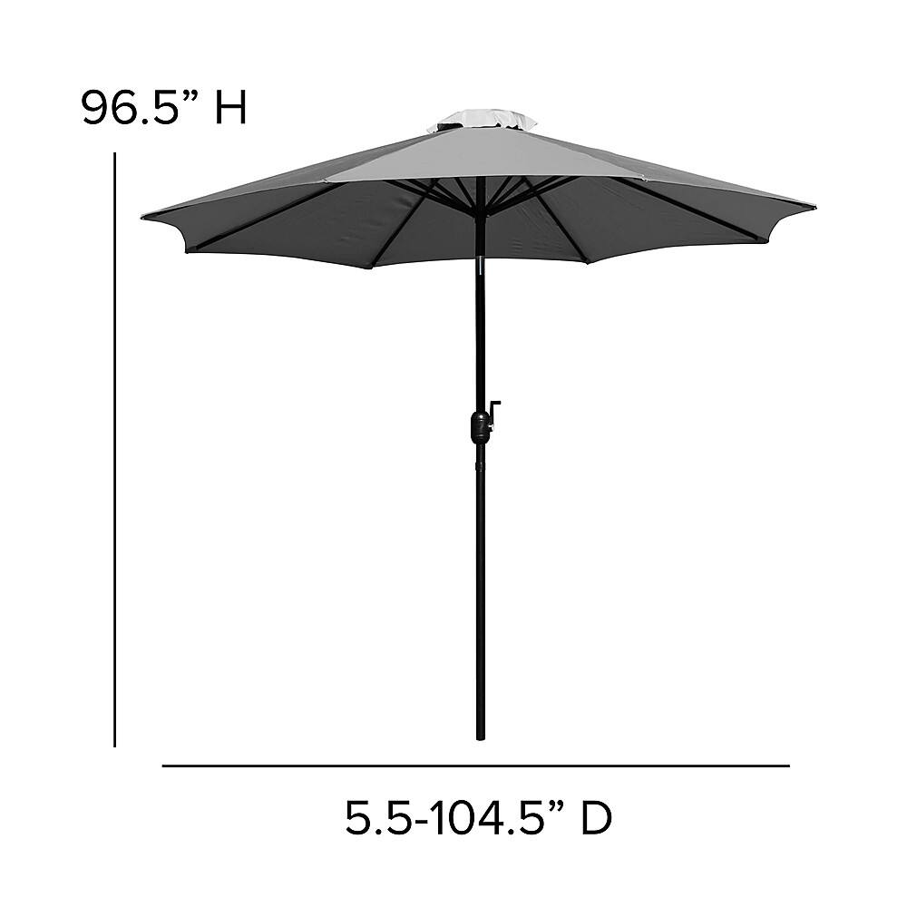 Alamont Home Bundled Set 9 FT Round Umbrella & Universal Black Cement