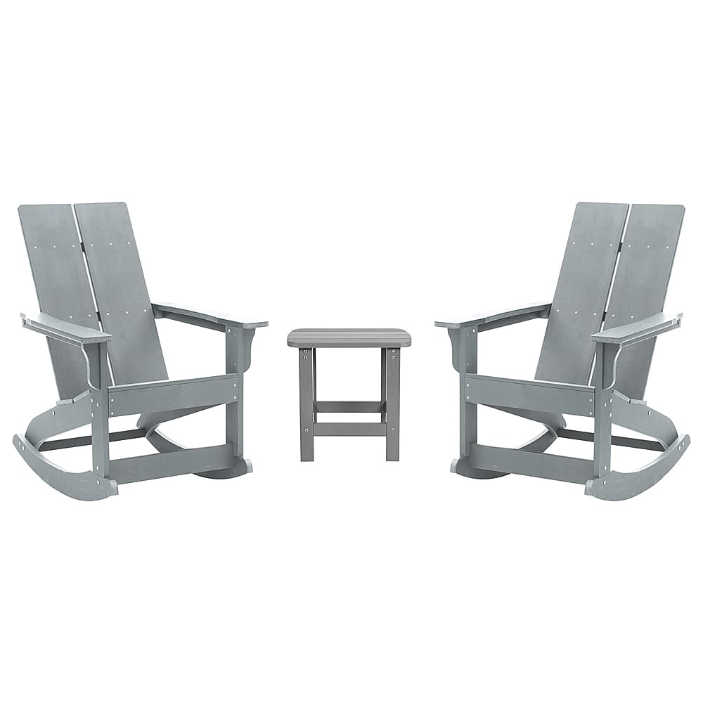 Alamont Home - Finn Outdoor Rectangle Cottage Resin 3 Piece Patio Set - Gray - Front_Zoom
