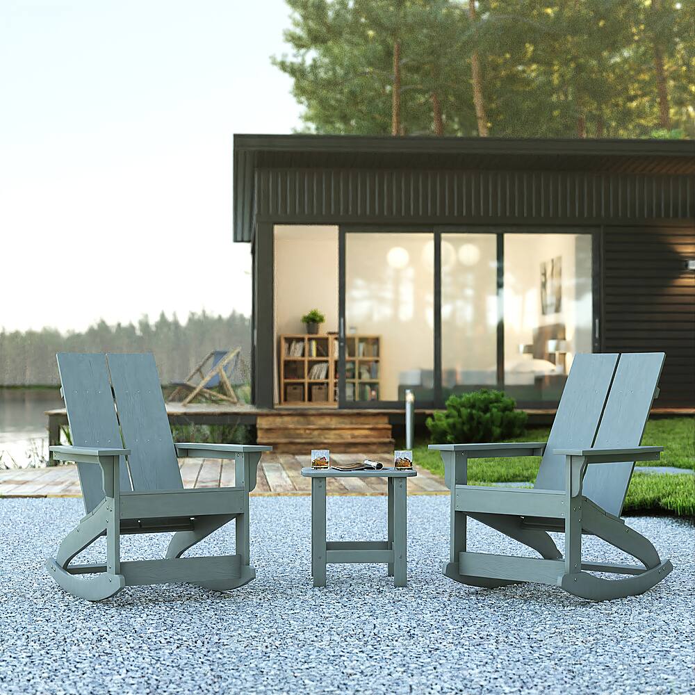Alt View 12. Alamont Home - Finn Outdoor Rectangle Cottage Resin 3 Piece Patio Set - Gray.
