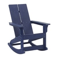 Flash Furniture - Finn Modern 2-Slat Adirondack Poly Resin Rocking Chair for Indoor/Outdoor Use - Navy - Front_Zoom