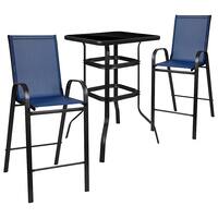 Alamont Home - Brazos Outdoor Square Modern Steel 3 Piece Patio Set - Navy - Front_Zoom
