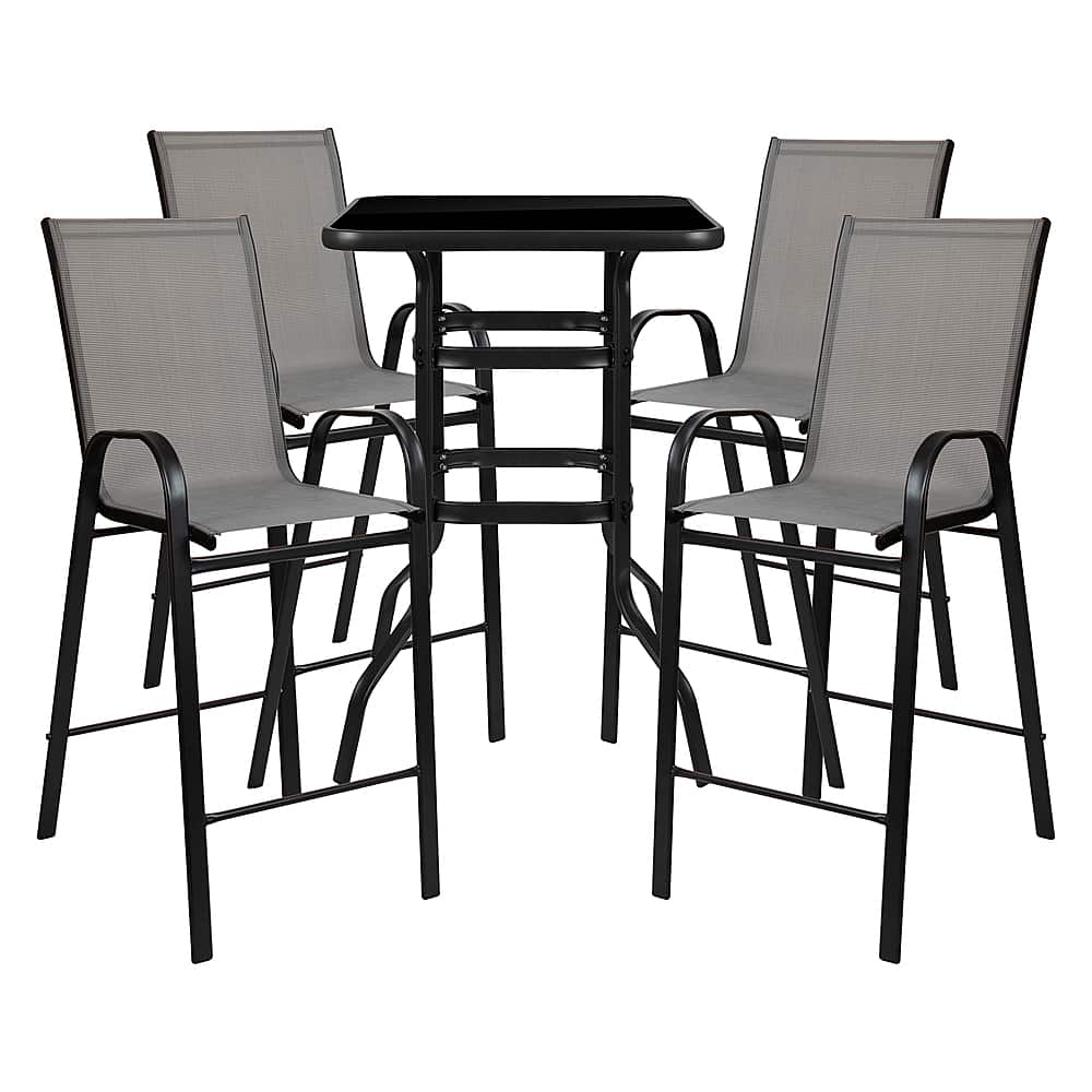Alamont Home - Brazos Outdoor Square Modern Steel 5 Piece Patio Set - Gray - Front_Zoom