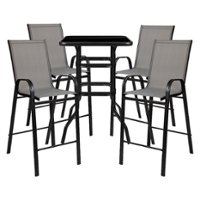 Flash Furniture - Brazos Outdoor Square Modern Steel 5 Piece Patio Set - Gray - Front_Zoom