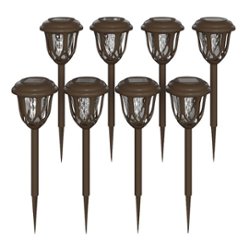 Flash Furniture - Hess All-Weather Tulip Design Solar Powered LED Garden & Pathway Lights in Brown - Brown - Front_Zoom
