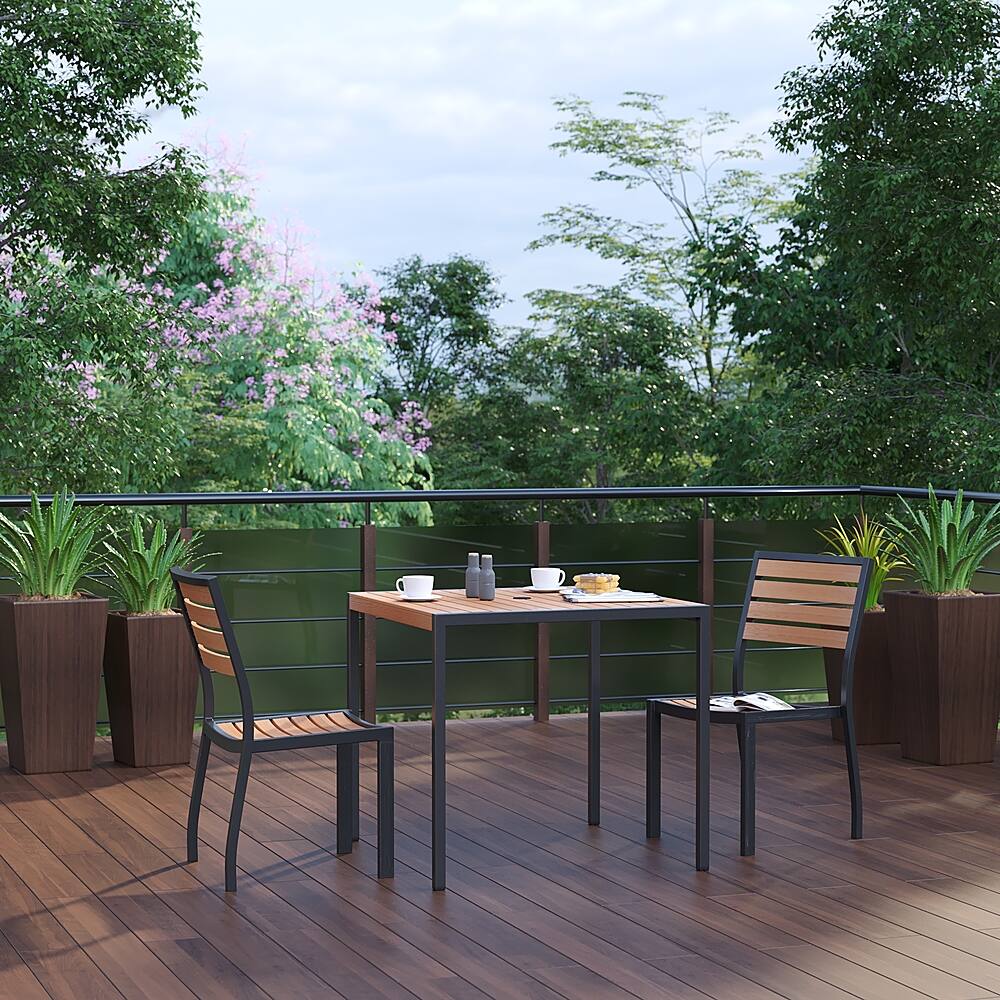 Alt View 11. Alamont Home - Lark Outdoor Square Modern  3 Piece Patio Set - Teak.